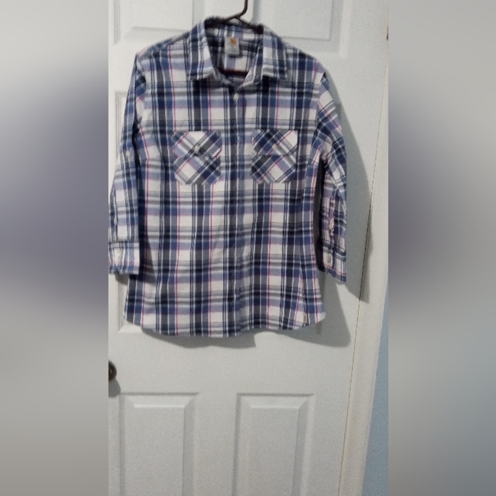 Carhartt Women's Xxl Button Up Shirt. Nwot, 3/4 Sleeve